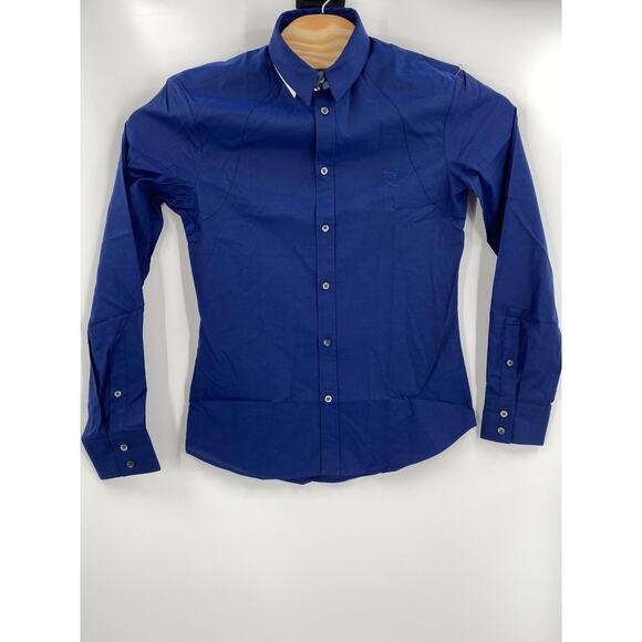 Alexander McQueen Small Solid Navy Blue Long Sleeve Button Down Shirt NWOT - Picture 4 of 5